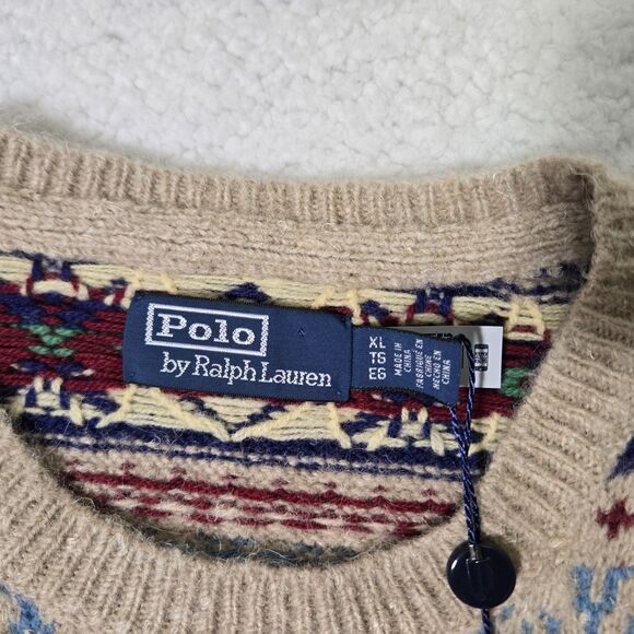 $398 Polo Ralph Lauren Fair Isle Wool Alpaca Linen Cotton Sweater Mens XL - Picture 2 of 5
